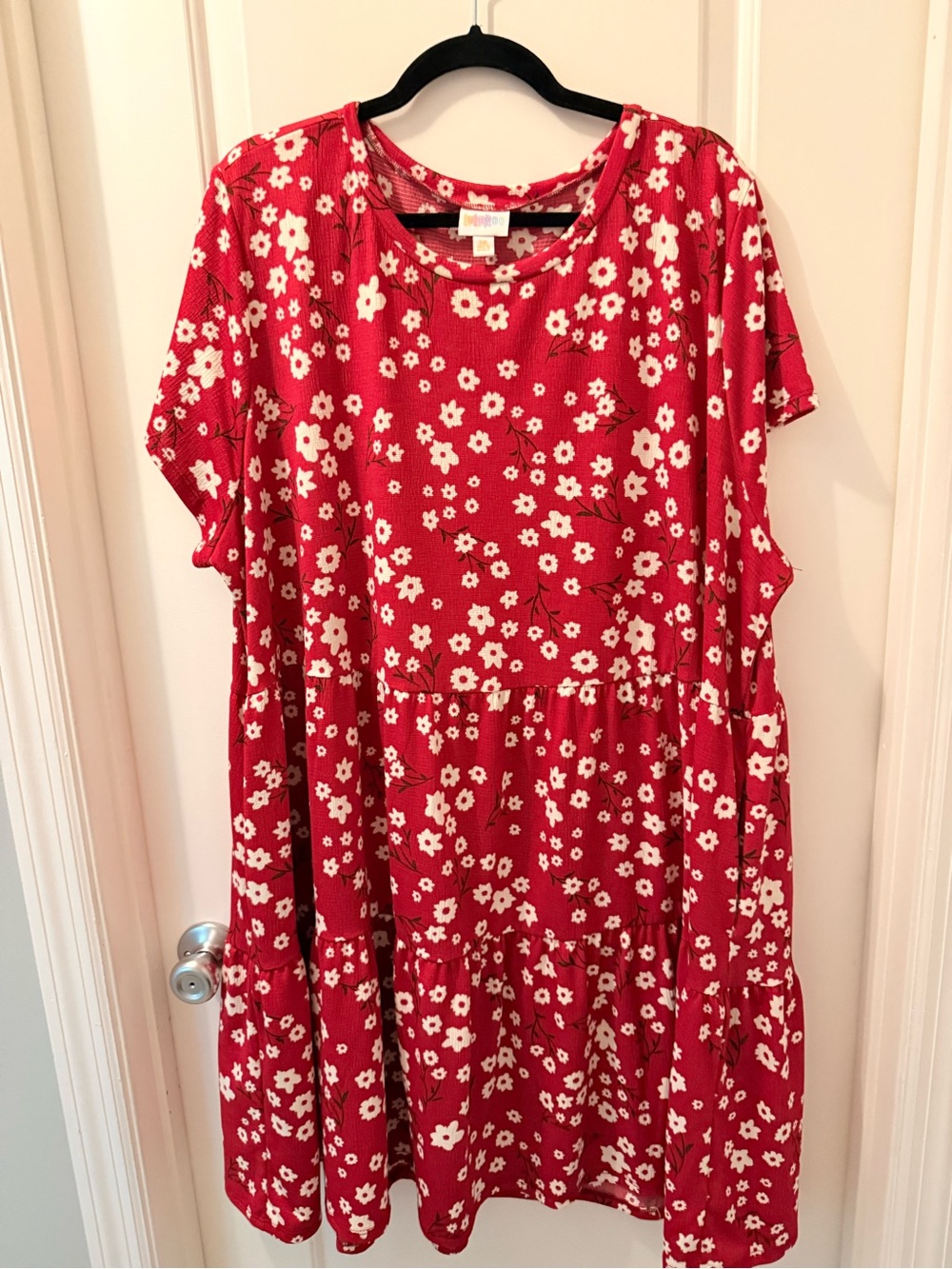LuLaRoe Red Floral Tiered Dress